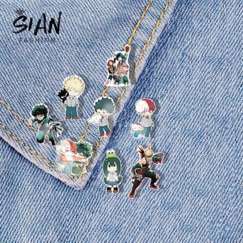 SIAN My Hero Academia Brooches Pins Acrylic Lapel Art Photo Cartoons Lapel Pin Brooch Resin Badge For Clothes Decoration Jewelry