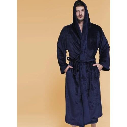 Extra Large Size Bathrobe Winter Robes Max 160 KG Flannel Bathrobes Hooded Male Robes Thick Cozy Pajamas Men Homewear Night Gown