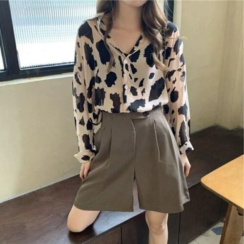 Blouse Women Leopard Print Chiffon Top Blusas Mujer De Moda