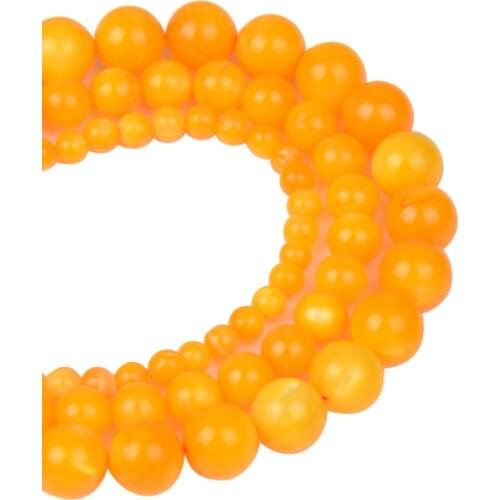 Colored Round Yellow Shell Beads For Women Shell Jewelry Making Loose Beads