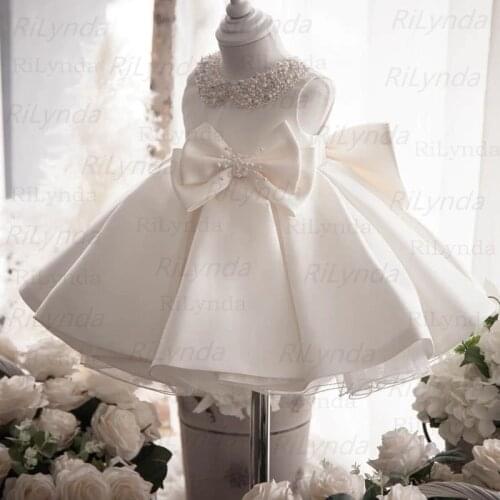 Kids Satin First Communion Dresses Glitz Ball Gown Pageant Dress Flower Girl dresses for Weddings banquet Back Dres