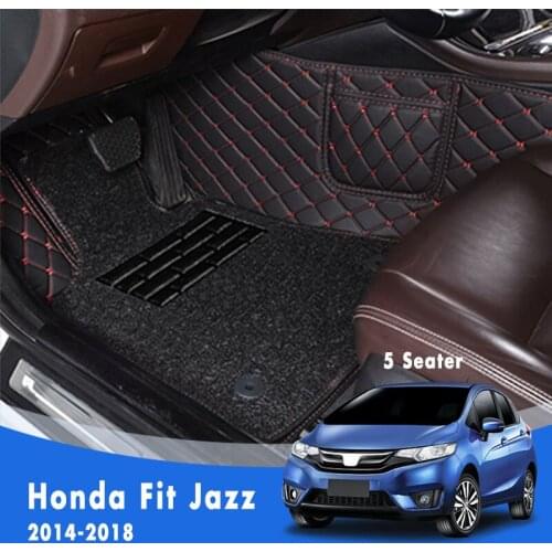 For Honda Fit Jazz (5 Seats) 2018 2017 2016 2015 2014 Luxury Double Layer Wire Loop Car Floor Mats Carpets Auto Accessories Rugs