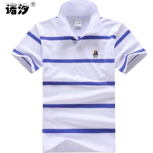 Boys Polo shirt 1-13T kids summer cotton shirt boys short sleeve turn-down color pullover clothes teenage stripe tops children