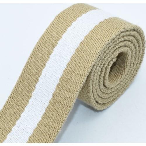 1.5'' Khaki Strapped Webbing Canvas Stripe Cotton Totes Belt Bag Purse Strap Dog Collar Webbing Key Fob Hardware DIY Making