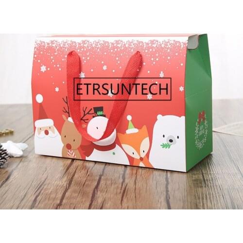 100pcs/lot Large Merry Christmas Party Portable Paper Gift Boxes Cake Candy Party christmas gift boxes 27.5x12cmx20cm