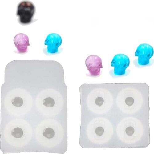 2Pc Skull Head Bead Resin Mold Skull Beaded Bracelet Jewelry Silicone Mold Tools F3MF