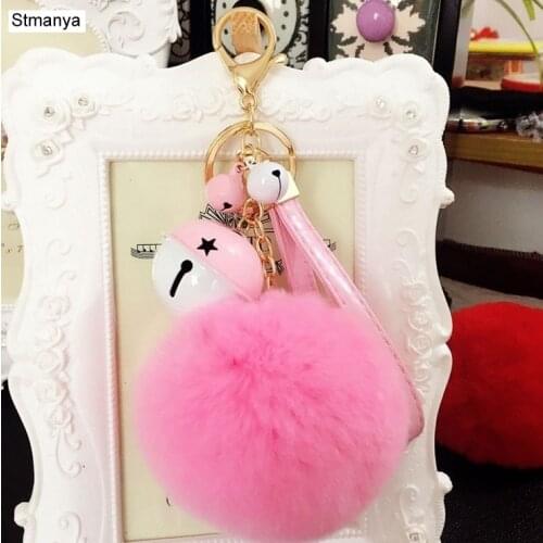 Korea super high quality Rex rabbit hair ball key ring car male and female key chain bag couple pendant gift K1512