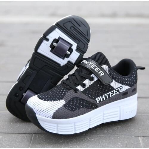 Black 31-42 Children Junior Roller Skate Shoes Kids Sneakers With One Two 2020 Boys Girls Wheels Shoes Adult Casual boys Shoes
