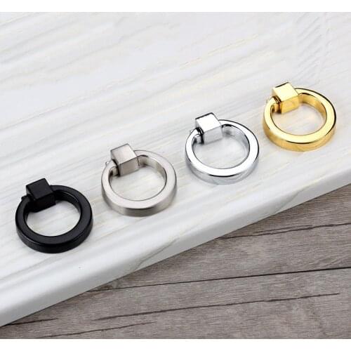 43mm Circle Handles Color Gold Silver Black Ring Zinc Alloy Door Handles Pulls Cabinet Drawer Knobs For Furniture Hardware