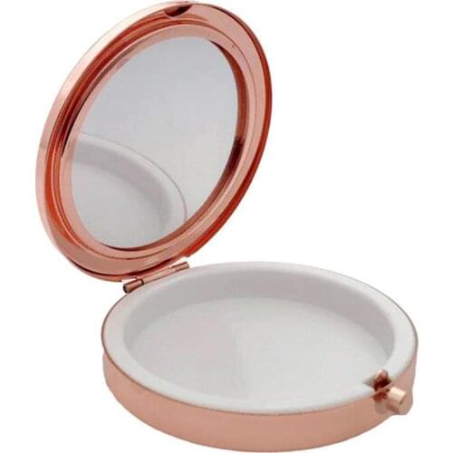 Carry on Mini Makeup Mirror Collapsible Lightweight Stainless Steel Quicksand Eyelash Box Folding Make Up Mirror for Women