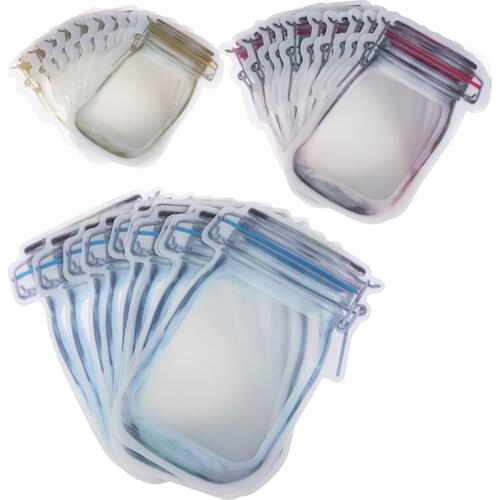 10PCS Reusable Snack Bag Freezer Hermetic Food Storage Bag Food Fresh Seal Bottle Cans Kitchen Organizer Mason Jar for Travel