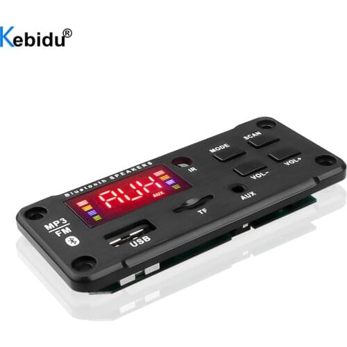 Kebidu Handsfree MP3 WMA Decoder Board 12V Car Radio USB TF FM Audio Module Support Bluetooth Call Recording MP3 Music Player