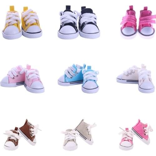 Muiticolor 5 CM Canvas Mini Fashion Lace Up Canvas Shoes Toys For 14 Inch Dolls Birthday Girls Toy Gifts