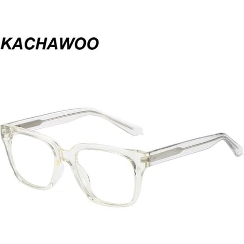 Kachawoo rectangle glasses optical men square frame eyeglasses for women TR90 acetate transparent grey fashion eye-wear clear