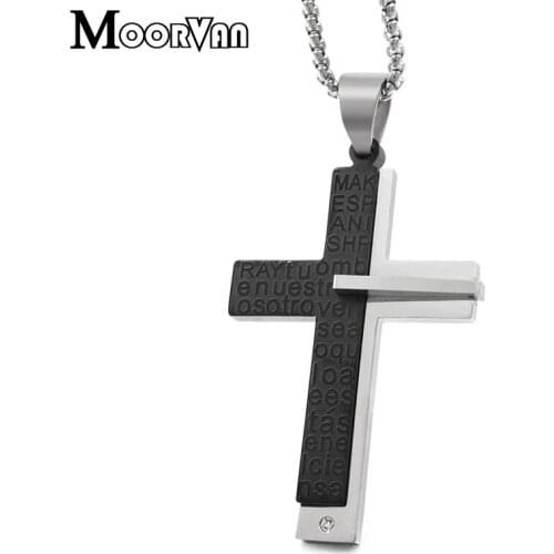 Rock Mens Stainless Steel Crucifix Necklaces Christian Jewelry VP776