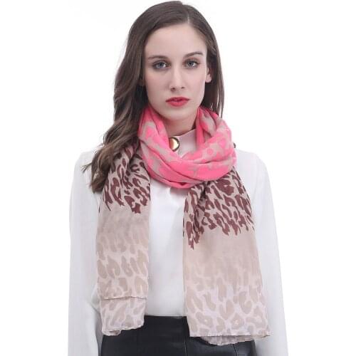 Neon Color Leopard Print Women Scarf Shawl Wrap Soft Lightweight