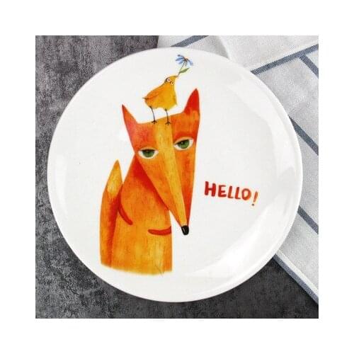 Dishes & Plates creative Hotel disc round steak dish lovely animal fox cake dessert ceramic plate breakfast tableware CJ29.02