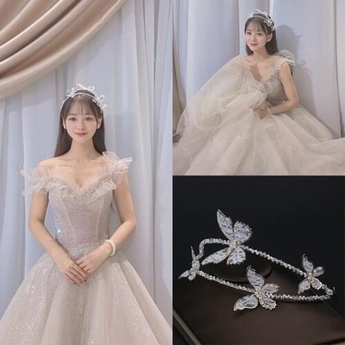 New Mori Style Simple Crystal Inlaid Hairband Butterfly Headband Bridal Wedding Hair Accessories