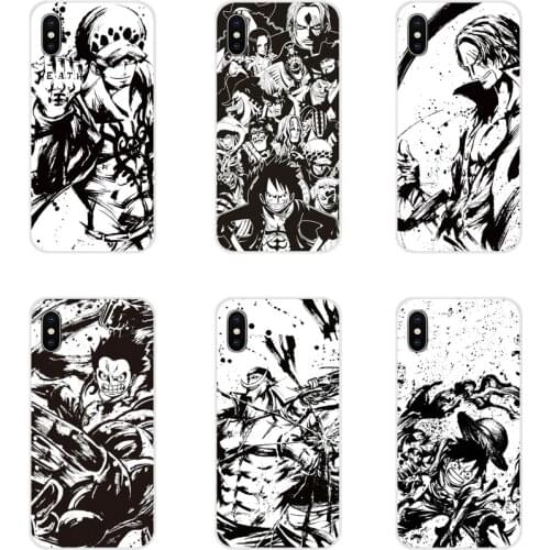 For Samsung A10 A30 A40 A50 A60 A70 M30 Galaxy Note 2 3 4 5 8 9 10 PLUS One piece black white anime Transparent Soft Case Covers