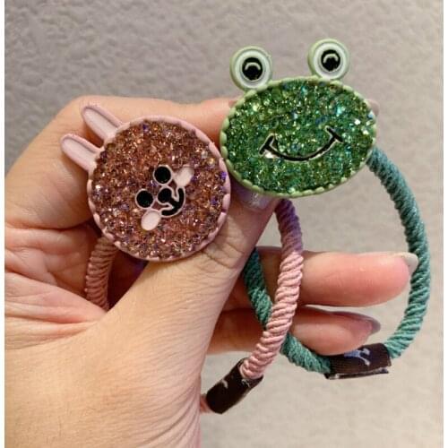 Cartoon Bear Bunny Frog Hairbands Elastic Hair Bands Flash Crystal Rhinestone Hair Jewelry for Women Girls Kids Hair Accessories