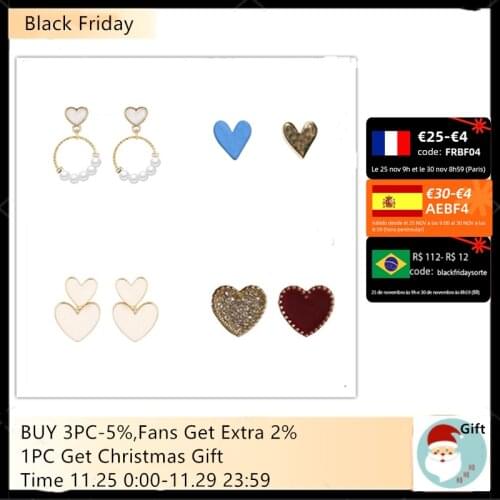 Otoky piercing Stud Earrings Women Summer fancy heart Dripping Oil Earrings 2021 Korea Style 925 Sterling Silver peal Earrings