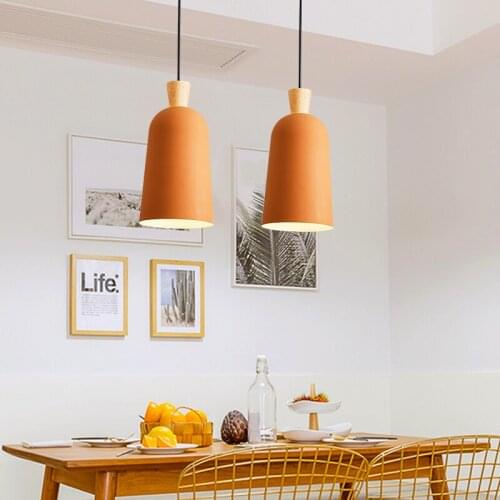 Nordic Minimalist Wooden LED Pendant Lights Creative Personality Dining Table Lamp Living Room Study Kitchen Lighting Decoration
