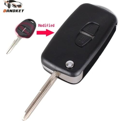 Dandkey Modified Flip Folding Remote Key Shell Case For Mitsubishi Grandis Outlander With Uncut Blank Blade 2 Buttons key shell