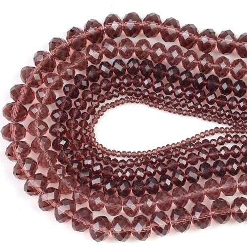 15'' 4/6/8/10/12/14mm Faceted Garnet Glass Crystal Rondelle Beads Loose Spacer Beads For Jewelry Making DIY Bracelet Earrings