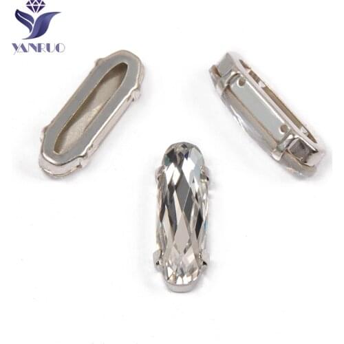 YANRUO 4161 All Sizes Crystal Clear Elongated Baguette DIY Strass Sewing Stones Point Back Glass Rhinestones For Dresses