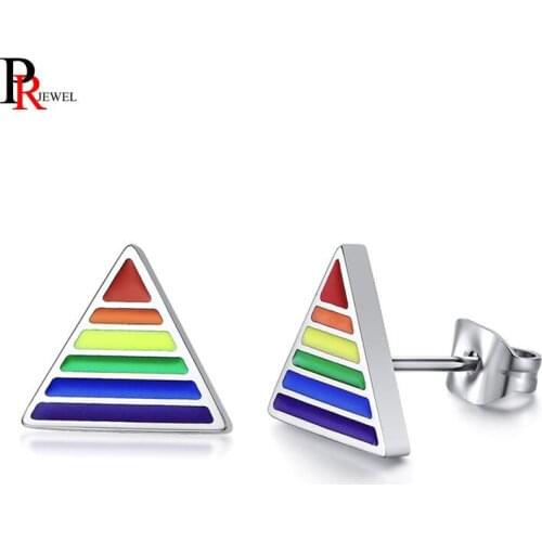 Unique Triangle Rainbow Stud Earrings for Women Man oorbel Accessories