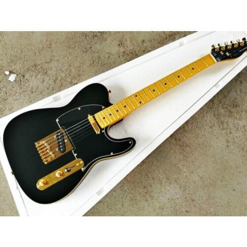 Top quality FDTL-2032 black color Solid basswood body rosewood fretboard gold harware TL electric guitar, Free shipping