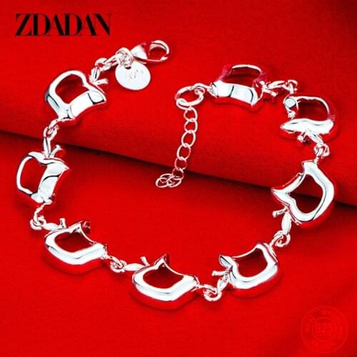 ZDADAN 925 Sterling Silver Hollow Apple Bracelet For Woman Charm Wedding Engagement Party Fashion Jewelry