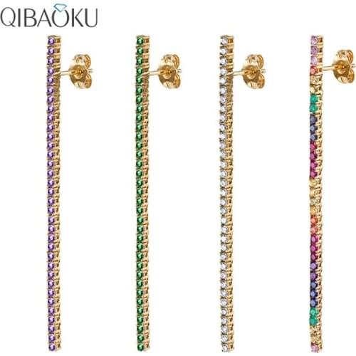 Color Zircon Lightning Long Strip Earrings for Women 925 Sterling Silver Piercing Earrings Hoops Long Pendientes Jewelry