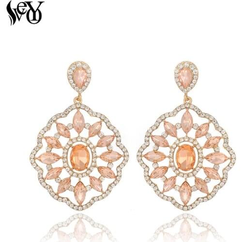 VEYO Luxury Crystal Drop Earrings for Women Elegant Rhinestone Pendientes Top Quality New Arrival
