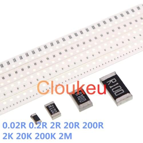 0201 0402 0603 0805 1206 1210 1812 2010 2512 1% 5% Chip Resistance 0.02R 0.2R 2R 20R 200R 2K 20K 200K 2M Ohm