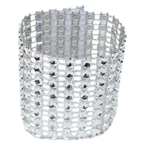 1PC Gold Silver Napkin Ring Chairs Buckles Wedding Event Decoration Crafts Hollow 8 Row Net Diamond Napkin Buckle Party Supplies
