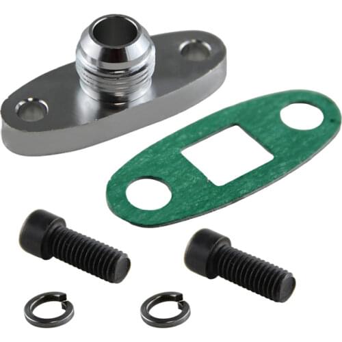 1 Pcs Turbo Oil Drain Outlet Flange Gasket Adapter Kit 10AN Male Fitting T3 T4 Black/Silver