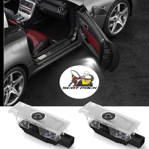 2-4 pcs Car Door LED Light For Dodge Challenger SRT Demon Scat Pack Charger Badge Emblem Projector Shadow Ghost Lamp Accessories