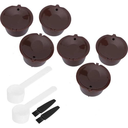 2Sets Coffee Capsule Filter Cup Reusable Refillable Pods with Spoon Brush Fit for DOLCE GUSTO Coffee Machines Part