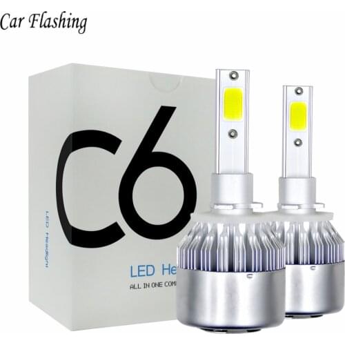 6000K C6 LED Car H1 H3 H4 H7 H11 H13 880 9004 9005 9006 9007 Headlights 72W 7200LM COB Auto Headlamp Bulbs Lights Car Styling