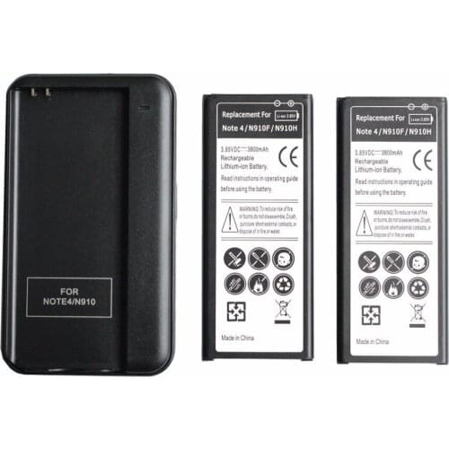 2x 3800mAh EB-BN910BBE(K/U) Replacement Battery + Charger For Samsung Galaxy Note IV 4 N910 N910F N910H N910S N910U N910L