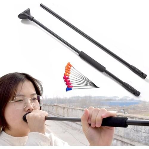 39'' Blow Gun with Junction Tube and 10pcs Metal Needles/Darts Adult Children Outdoor Decompression Toy Exercise Lung Capacity