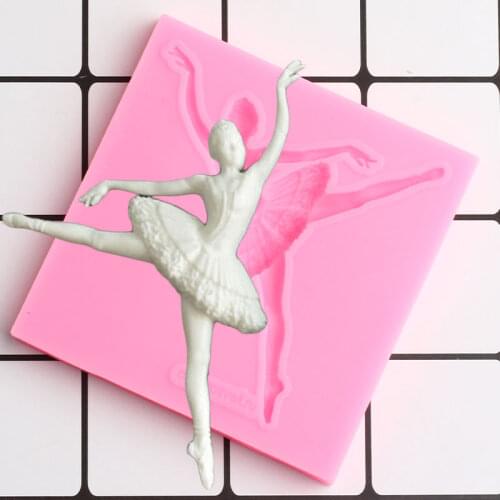 3D Ballet Dance Girls Silicone Mold Birthday Party Cupcake Topper Fondant Cake Decorating Tools Candy Chocolate Gumpaste Moulds