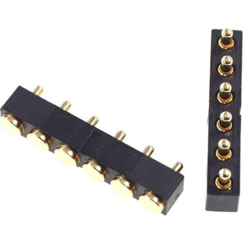 5 pcs Spring-Loaded Pogo Pin Connector 6 Pin 2.54mm Pitch Surface Mount SMD 4.5mm Straight Single Row Height Header Strip