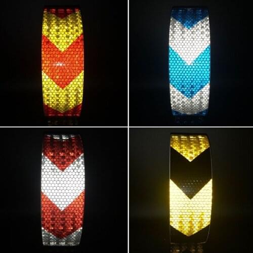 50mmx50m shining reflective warning self-adhesive stikcer with color arrow printing for car