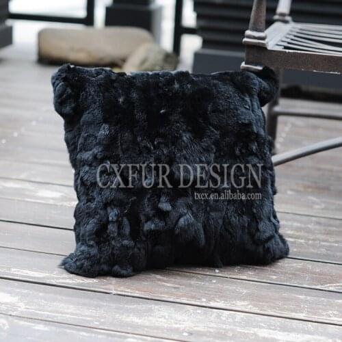 Free Shipping CX-D-27H Home Decora Sofa Cushion Cover Patchwork Rex Rabbit Fur Cushion