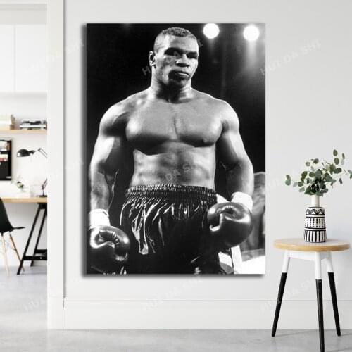 Mike tyson black and white poster Canvas Painting Posters And Prints Living Room Wall Art Pictures Home Decoration Boxer Poster