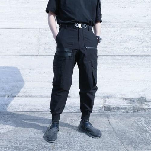 SILENSTORM Techwear Black Cargo Pants Stretchy Jogger Hip Hop Style Punk Fashion