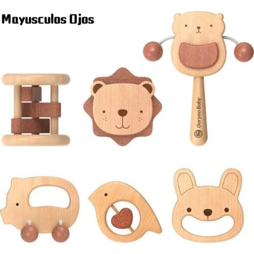 Wooden Rattle Baby Newborn Young Children Baby Toys