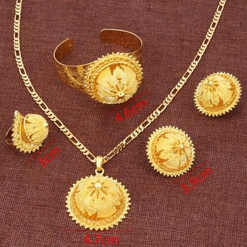 Bangrui Ethiopian New Jewelry sets Gold color Eritrean Engagement/Bride Wedding Habesha Luxury Jewelry Africa/Sudan